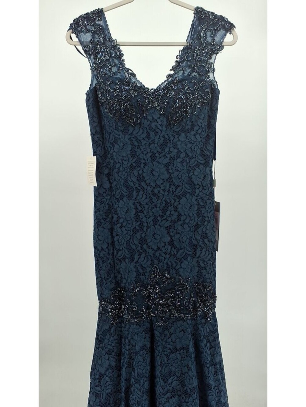 Embellished Lace Fitted Trumpet Gown In Midnight-US 4